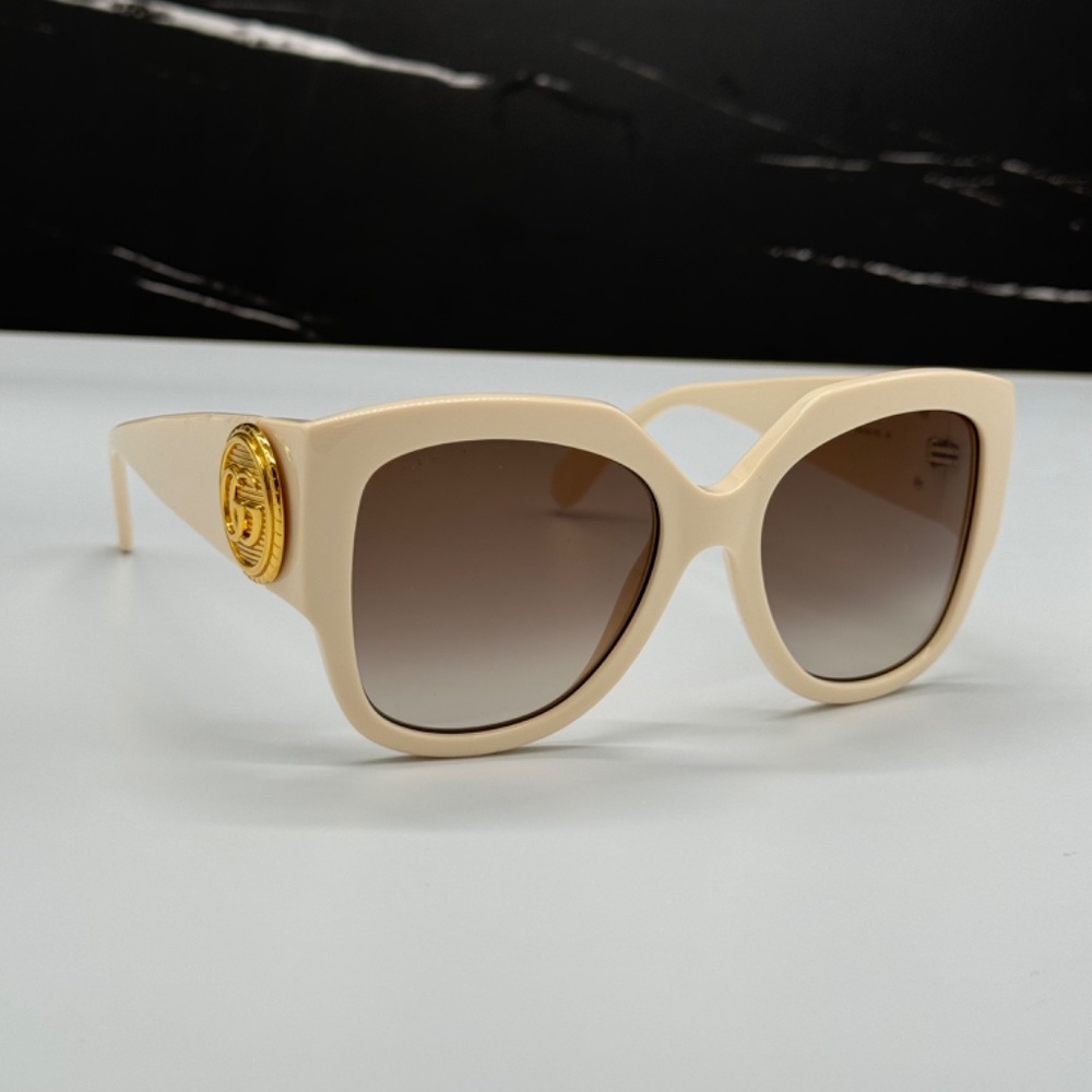 NEW GG1407S 004 GUCCI SQUARE IVORY BROWN WOMEN SUNGLASSES GUCCI - Picture 10 of 14